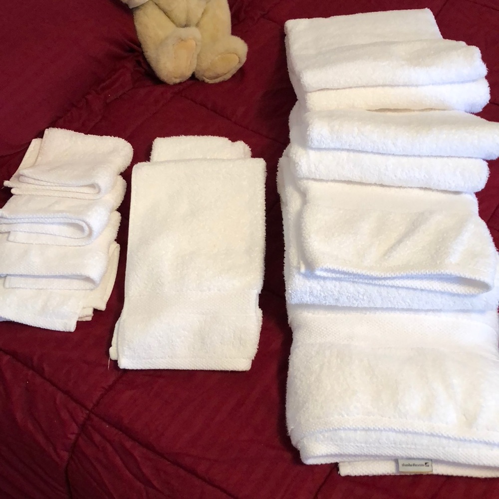 White micro cotton bath towels , face  & hand ..